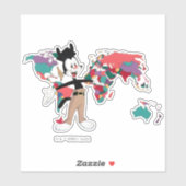 Sticker Animaniacs | Graphique de la carte du monde de Yak (Feuille)