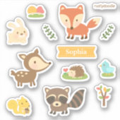 Sticker Animaux À Thème Bois Mignons Set Enfants (Devant)