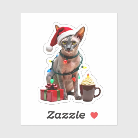 Sticker Animaux Amoureux des animaux Cute Sphynx chat Rein (Feuille)