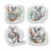 Sticker Animaux australiens Koalas et un Kangourou (Devant)