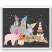 Sticker Animaux - Beaux animaux ayant une fête (Devant)