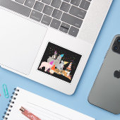 Sticker Animaux - Beaux animaux ayant une fête (Ordinateur portable avec iPhone)