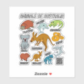 Sticker Animaux D'Australie (Feuille)