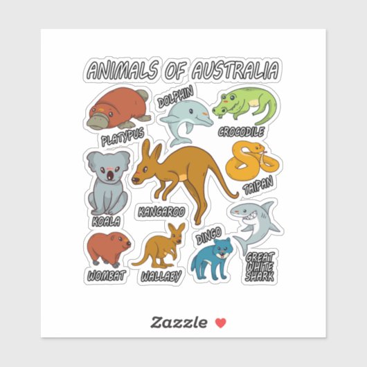 Sticker Animaux D'Australie (Feuille)