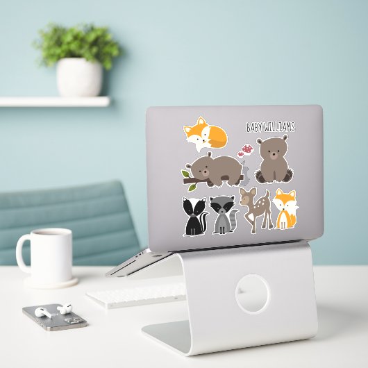 Sticker Animaux de bois bébé (Ordinateur portable sur le bureau)