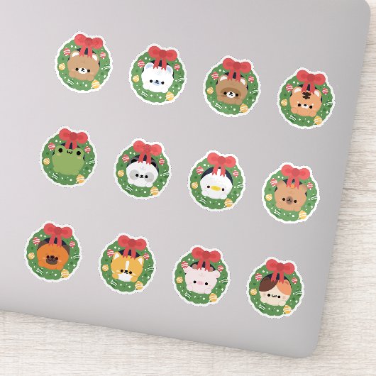 Sticker Animaux de couronne de Noël (Détail)