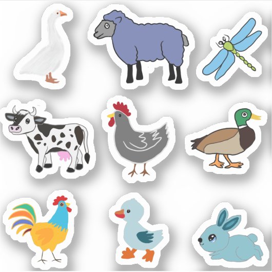 STICKER ANIMAUX DE FERME COUPÉS (Devant)