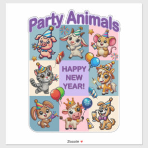 Sticker Animaux de fête "Bonne année"