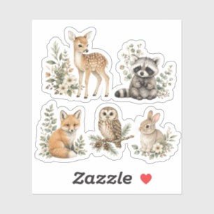 Sticker Animaux de la forêt à l'aquarelle Cerf Renard Rato