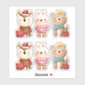 Sticker Animaux de Noël en tenue festive (Feuille)