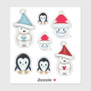 Sticker Animaux d'hiver de Noël Adorables