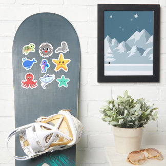 Sticker Animaux Marins Adorables - Planche d'Autocollants