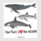 Sticker Animaux marins simples et modernes (Feuille)