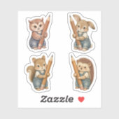 Sticker Animaux mignons de la forêt avec feuille d'autocol (Feuille)