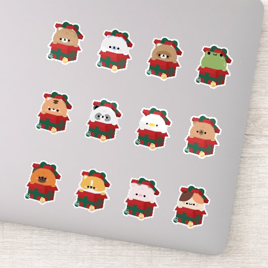 Sticker Animaux présents de Noël (Détail)