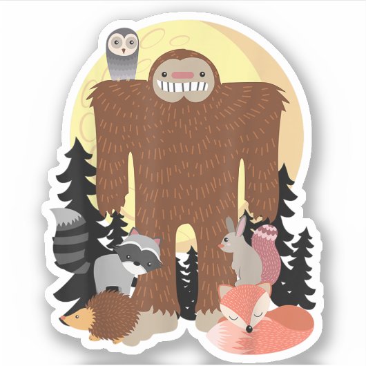 Sticker animaux Sasquatch avec créatures des bois (Devant)