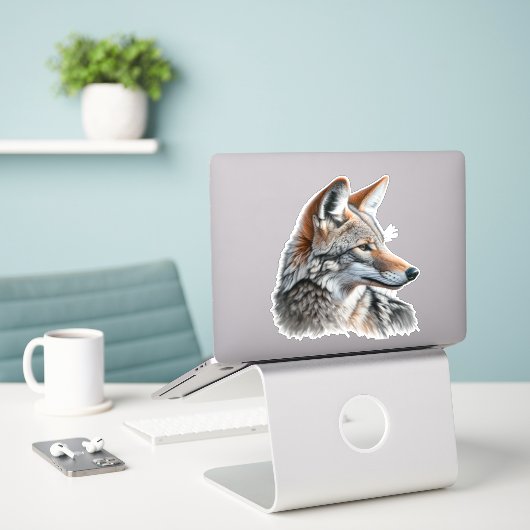 Sticker Animaux sauvages de Coyote (Ordinateur portable sur le bureau)