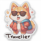 Sticker Anime de voyageur Chien cool (Devant)