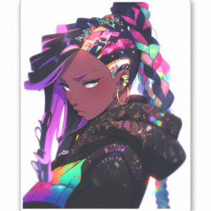 Sticker Anime Girl African American Art