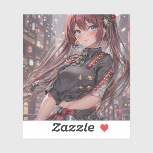 Sticker Anime Girl AI Générique (Feuille)