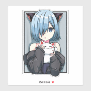 Sticker Anime Girl Neko Catgirl Pastel Kawaii Cat Manga Ja
