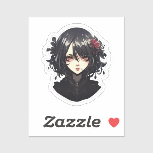 Sticker Anime gothique fille (Feuille)
