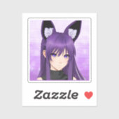 Sticker Anime violette fille avec des oreilles Fox (Feuille)