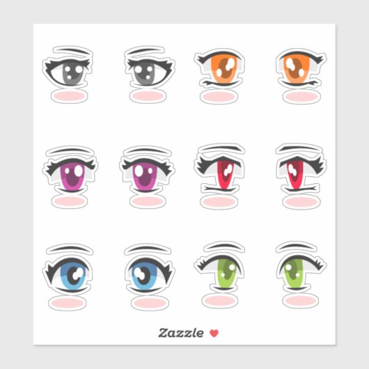 Sticker Anime yeux fille (Feuille)