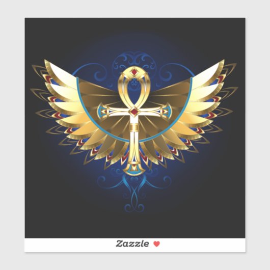 Sticker Ankh or avec ailes (Feuille)
