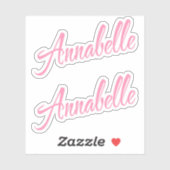 Sticker Annabelle nom rose cursive x2 (Feuille)