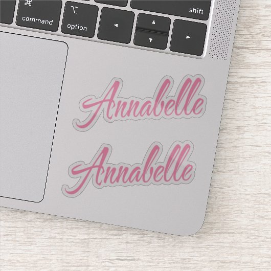 Sticker Annabelle nom rose cursive x2 (Détail)