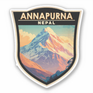 Sticker Annapurna Nepal Travel Art Vintage