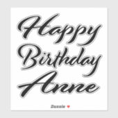 Sticker Anne Nom Prénom Anniversaire de la Broderie noire (Feuille)