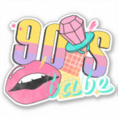 Sticker Anneau Pop aux Lèvres Bébé Rétro Coloré 90's (Devant)