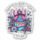 Sticker Anniversaire Cupcake Whimsical Personnalisé (Devant)