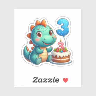 Sticker Anniversaire de Dino 3 ans