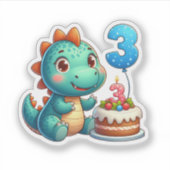 Sticker Anniversaire de Dino 3 ans (Devant)