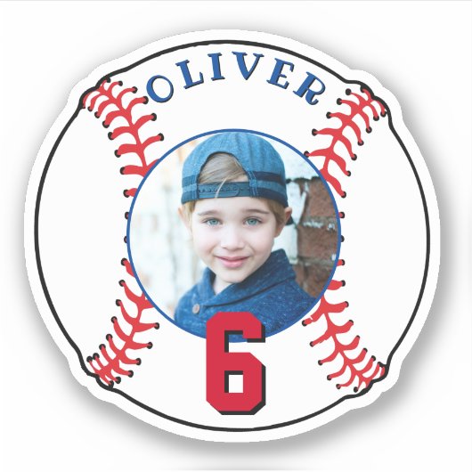 Sticker Anniversaire de enfant du baseball Ball Photo (Devant)