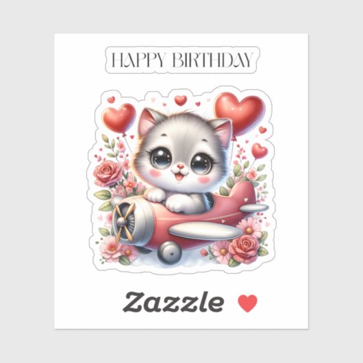 Sticker Anniversaire de Kitten Pilot (Feuille)