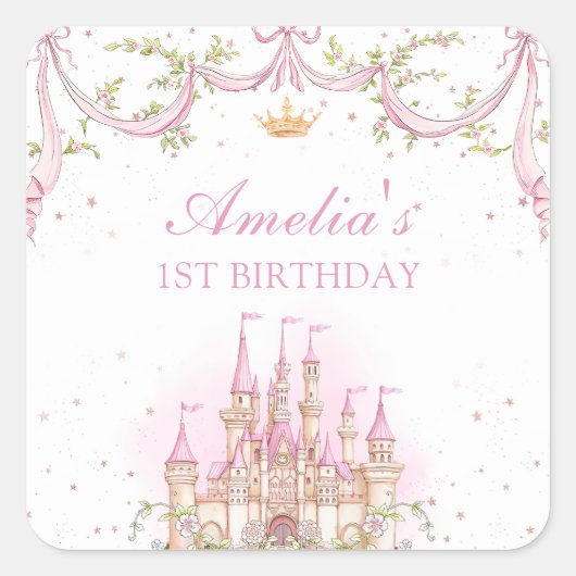 Sticker Anniversaire de la Princesse Magique Rose (Devant)