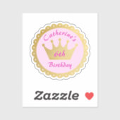 Sticker Anniversaire de la princesse royale rose (Feuille)
