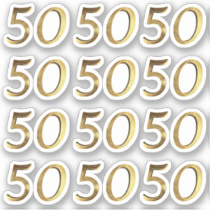 Sticker Anniversaire d'or cinquantième de Faux des numér