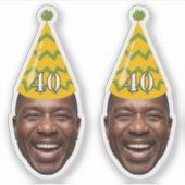 Sticker Anniversaire drôle Visage avec Casquette de fête e (Devant)