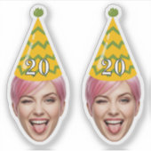 Sticker Anniversaire drôle Visage avec Casquette de fête e (Devant)