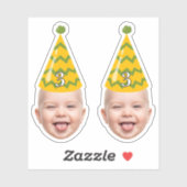 Sticker Anniversaire drôle Visage avec Casquette de fête e (Feuille)