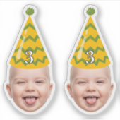 Sticker Anniversaire drôle Visage avec Casquette de fête e (Devant)