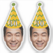 Sticker Anniversaire drôle Visage avec Casquette de fête e (Devant)