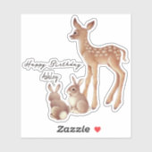 Sticker Anniversaire Fawn Et Bunnies (Feuille)