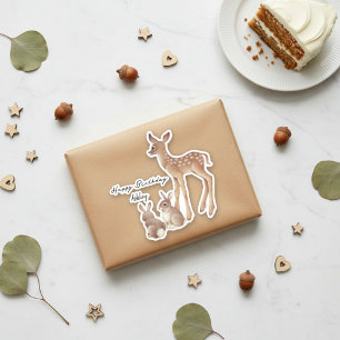 Sticker Anniversaire Fawn Et Bunnies