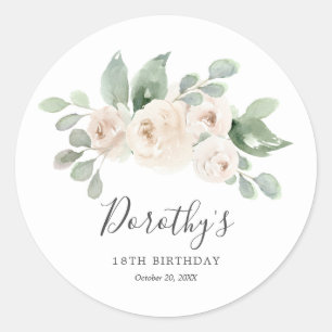 Sticker Anniversaire Personnalisé 18ème Rose Blanc